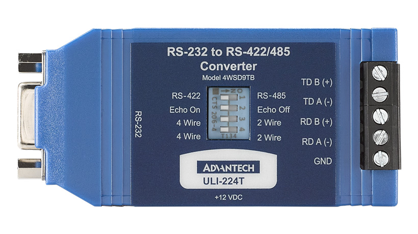 Serial Converter, RS-232 DB9 F to RS-422/485 TB, Port Power Ability